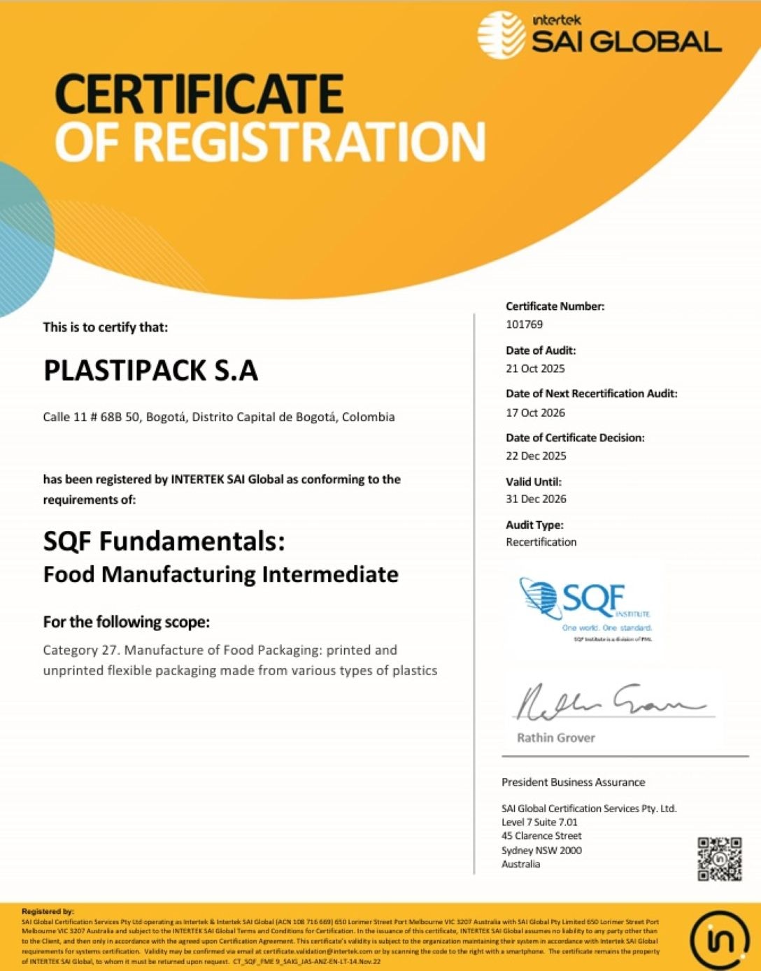 SQF Fundamentals Food Manufacturing — SAI Global